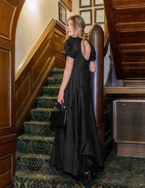 Marcella Black Linen Dress