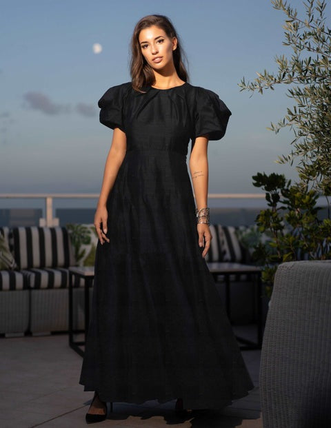 Marcella Black Linen Dress