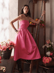  Pink Sleeveless Midi Fit + Flare Dress