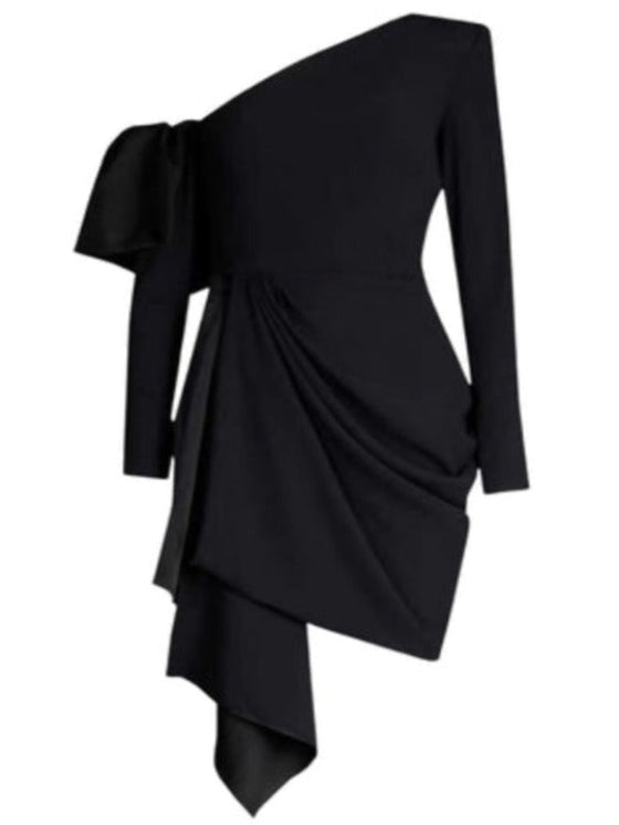Black Asymmetrical Mini Cocktail Dress