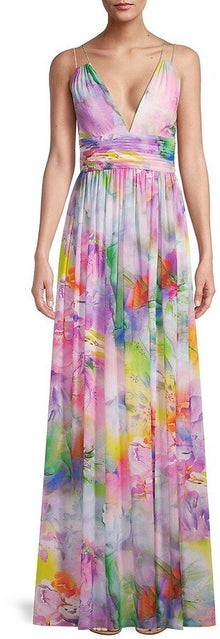  Floral Chiffon Maxi Dress