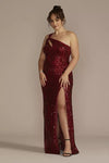 Galina Signature One-Shoulder Sequin Sheath With Slit