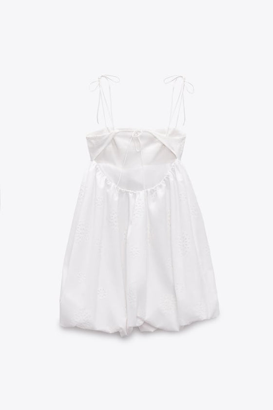 Oyster White Voluminous Dress with Straps