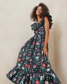  Serene Black Floral Off-Shoulder Dress