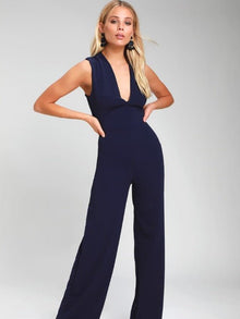  Thinking Out Loud Navy Blue Backless Jumpsuit
