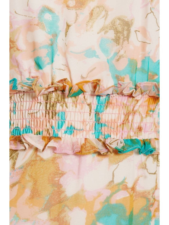 Wynn Ruffle Trimmed Printed Crepe de Chine Midi Dress